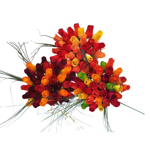 2 Dozen Dark Fall Harvest Colors Yellows, Oranges, Reds The Original Wooden Rose - Picture 8 of 8